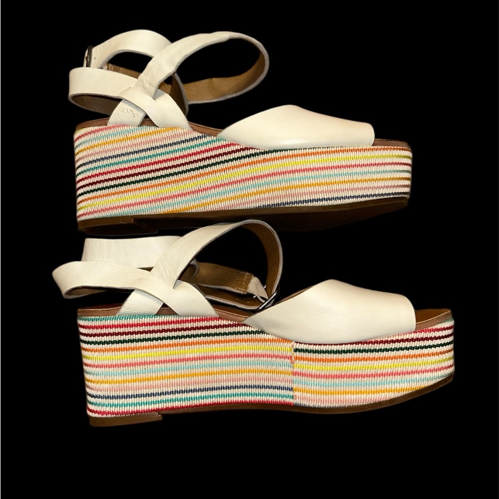 Lucky Brand Ginny Milk Rivington Espadrille Wedge Sandal with Stripes - Picture 7 of 13
